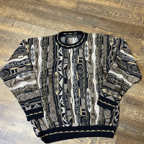 Vintage Protege Collection 3D Cable Knit Sweater COOGI Style USA Men Large Cosby - Picture 1 of 11
